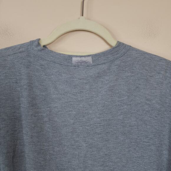 SKIMS LOUNGE LONG SLEEVE HENLEY ROMPER IN HEATHER GREY SIZE 4X - Picture 8 of 9